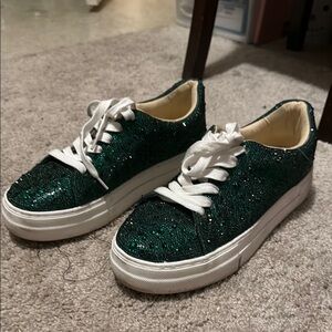 Betsey Johnson green crystal rhinestones shoes